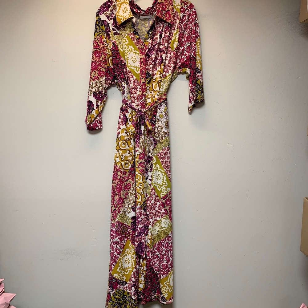 Susan Graver Maxi Dress Womens 3XP Multicolor Excellent Paisley Liquid Knit